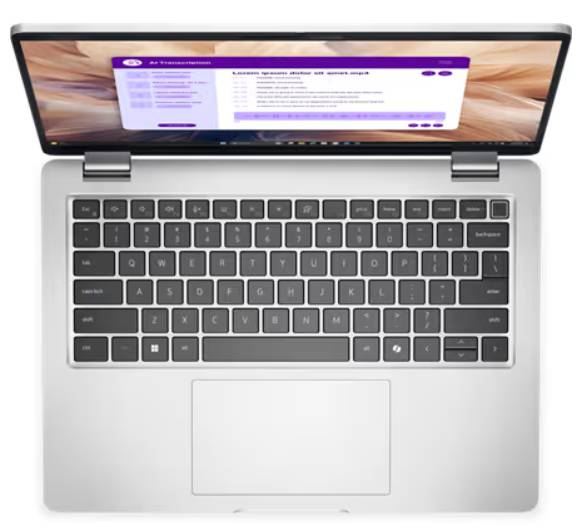 Above view of Dell Latitude 7450 laptop showing keyboard and screen